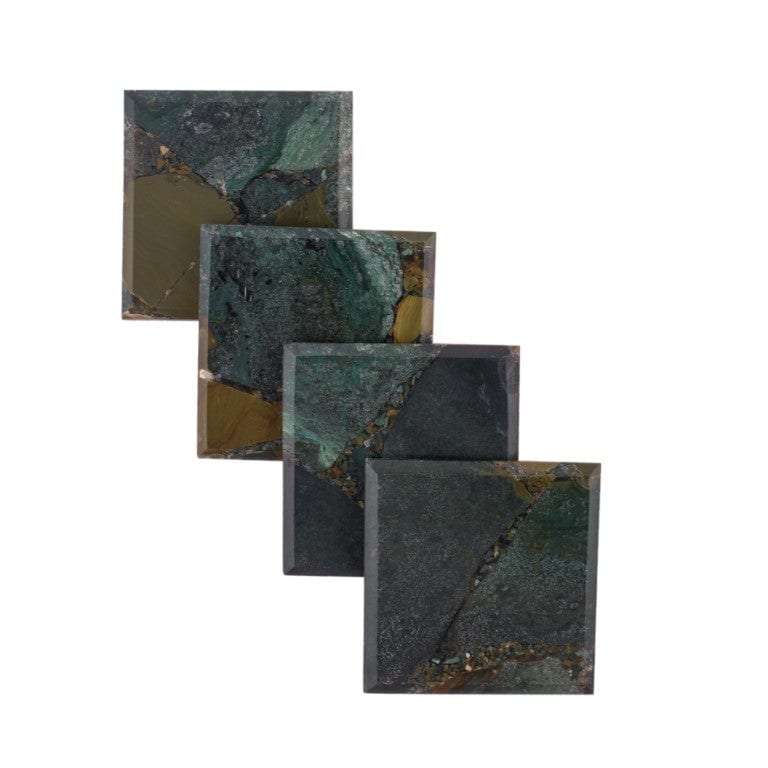 Moss Agate Square Coasters - Set of 4 Writings On The Wall Coasters