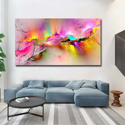 Multicolored Abstract Painting Writings On The Wall Canvas Print