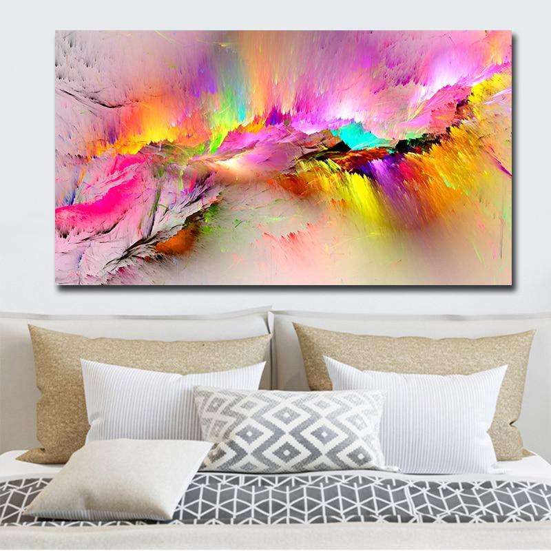 Multicolored Abstract Painting Writings On The Wall Canvas Print