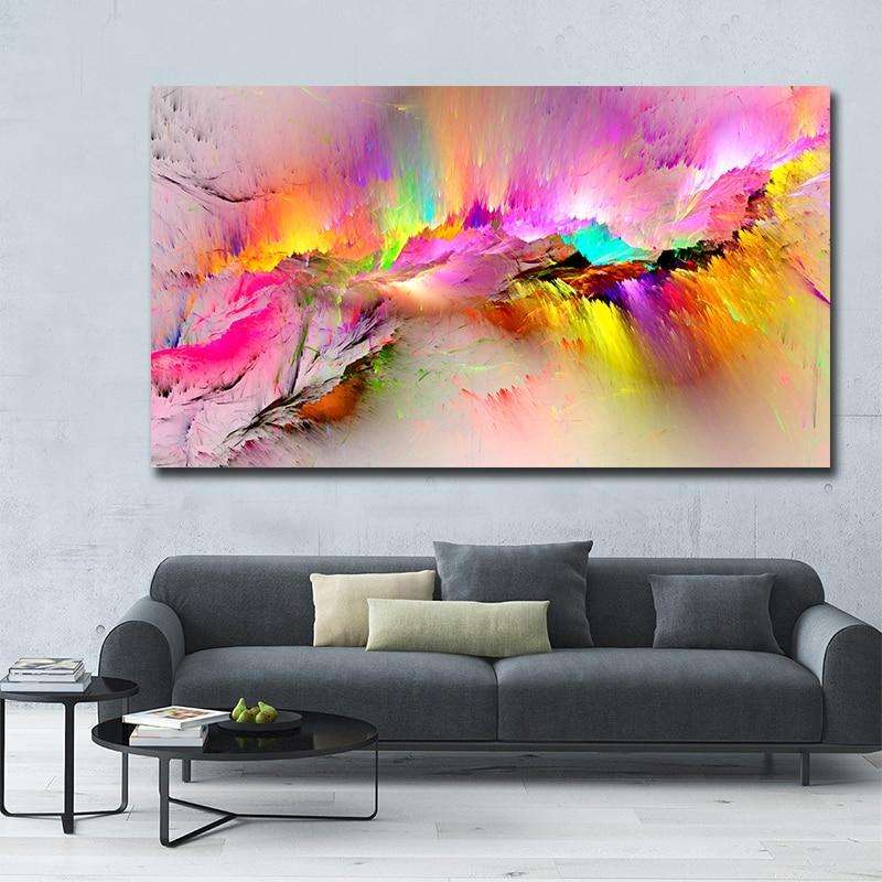 Multicolored Abstract Painting Writings On The Wall Canvas Print