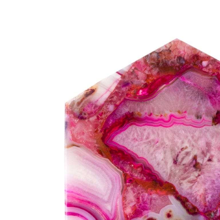Pink Agate Hexagon Coasters - Set of 4 Writings On The Wall Coasters