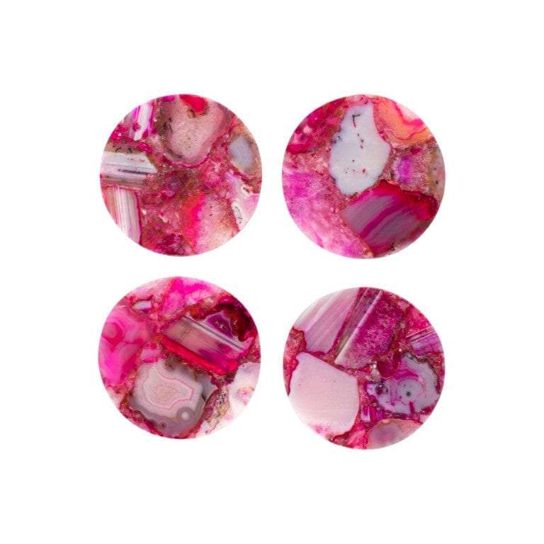 Pink Agate Round Coasters - Set of 4 Writings On The Wall Coasters