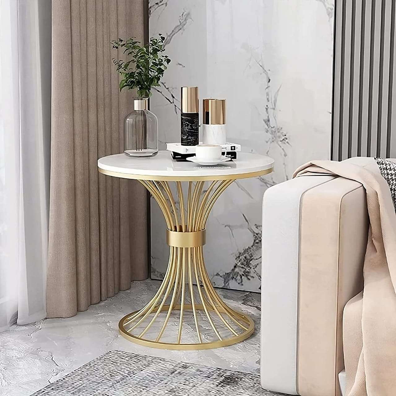 Piped Design Side Table with Marble Top Writings On The Wall bestseller
