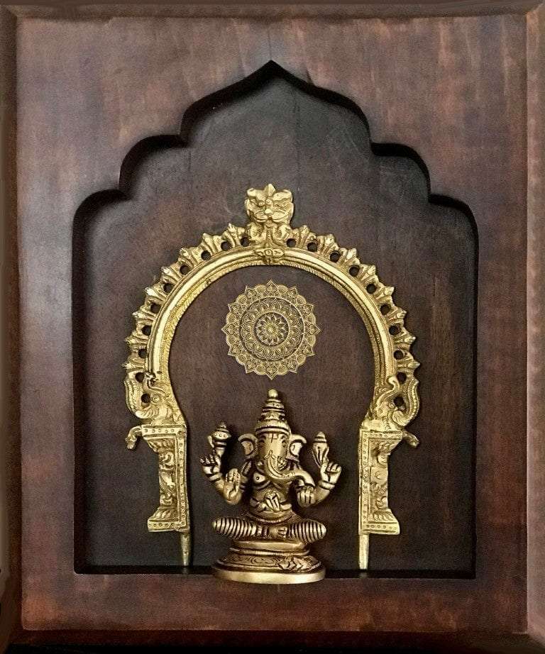 Prabhavali God Brass Idol On Solid Wood Wall Hanging Writings On The Wall Wall Hanging