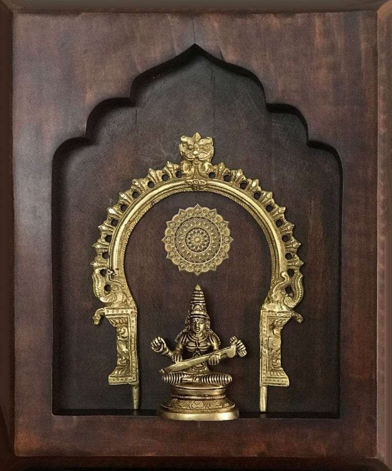 Prabhavali God Brass Idol On Solid Wood Wall Hanging Writings On The Wall Wall Hanging