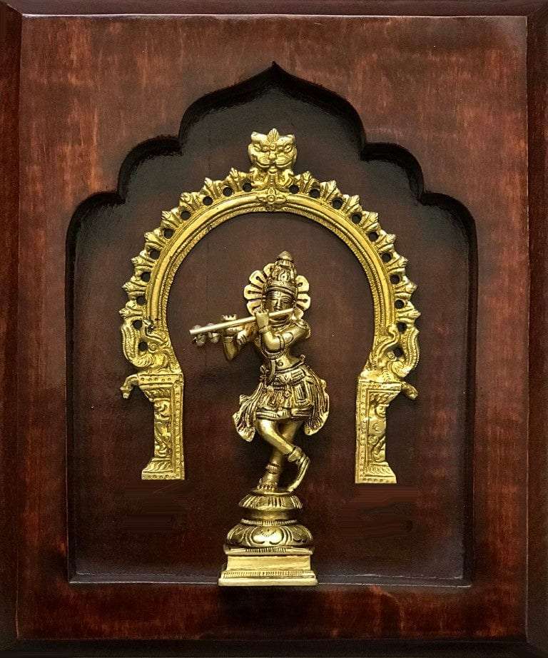 Prabhavali God Brass Idol On Solid Wood Wall Hanging Writings On The Wall Wall Hanging