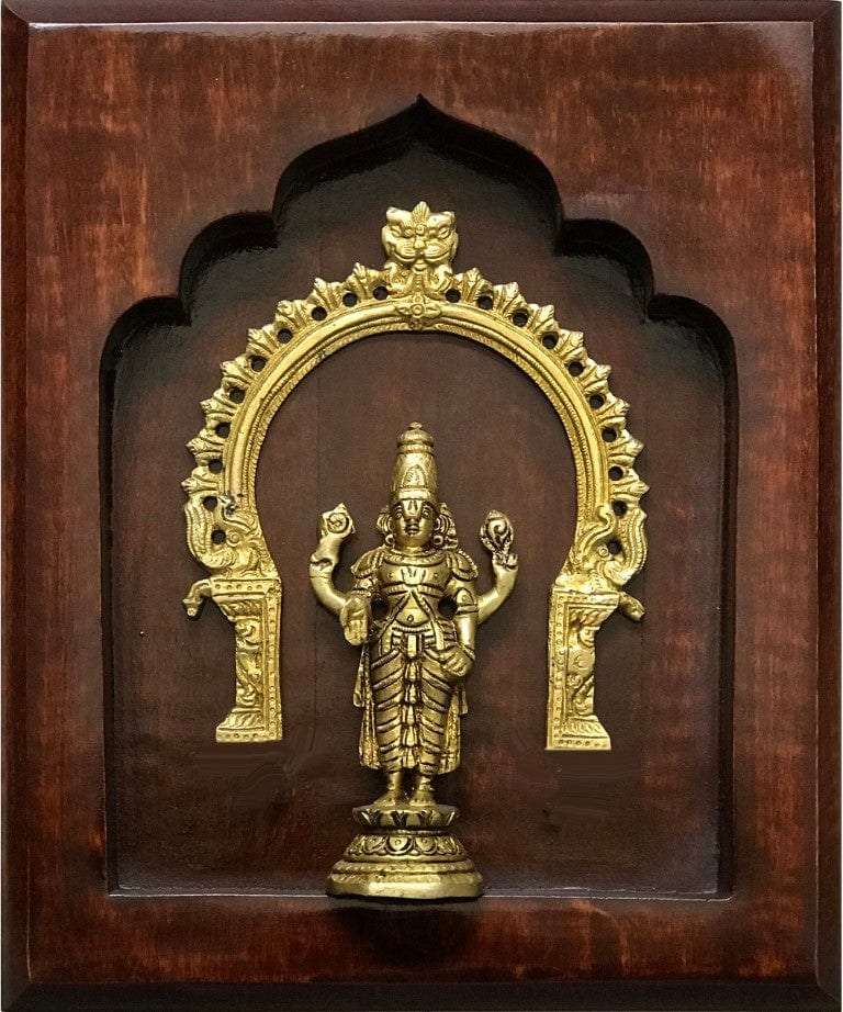 Prabhavali God Brass Idol On Solid Wood Wall Hanging Writings On The Wall Wall Hanging