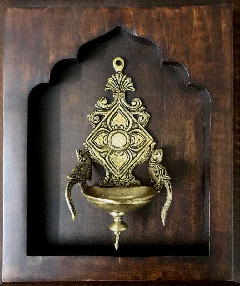 Prabhavali God Brass Idol On Solid Wood Wall Hanging Writings On The Wall Wall Hanging