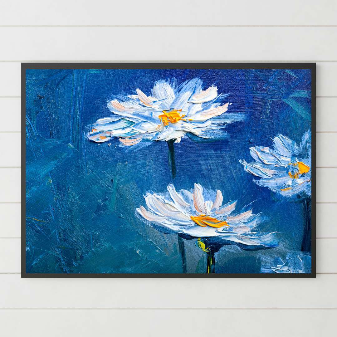 Pretty White Flowers Painting Writings On The Wall Canvas Print