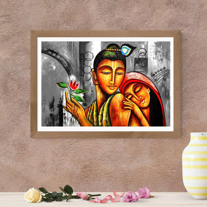 Radha Krishna Painting Writings On The Wall Canvas Print