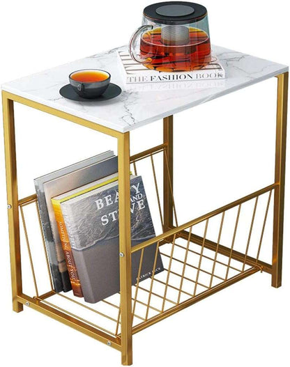 Rectangle Side Basket Table with Marble Top Writings On The Wall bestseller