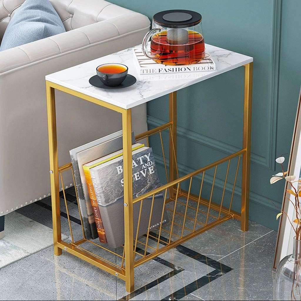 Rectangle Side Basket Table with Marble Top Writings On The Wall bestseller