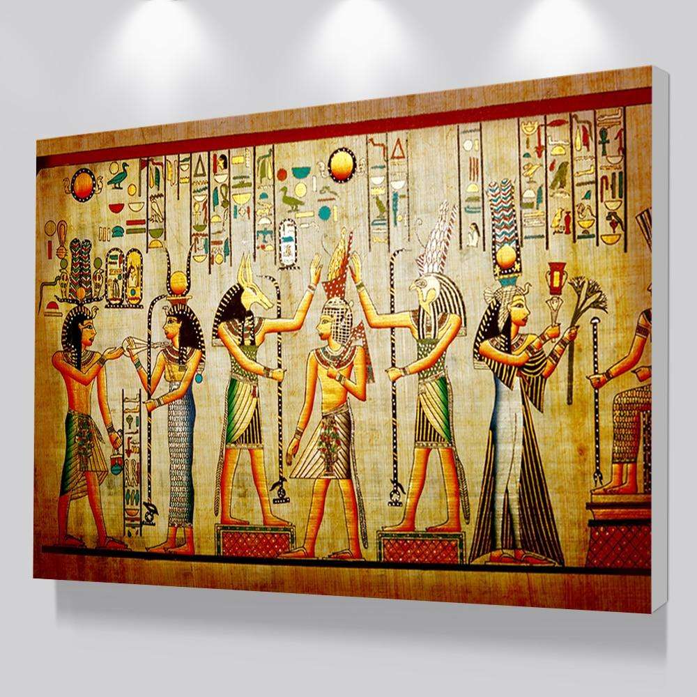 Retro Egyptian Style Painting Writings On The Wall Canvas Print