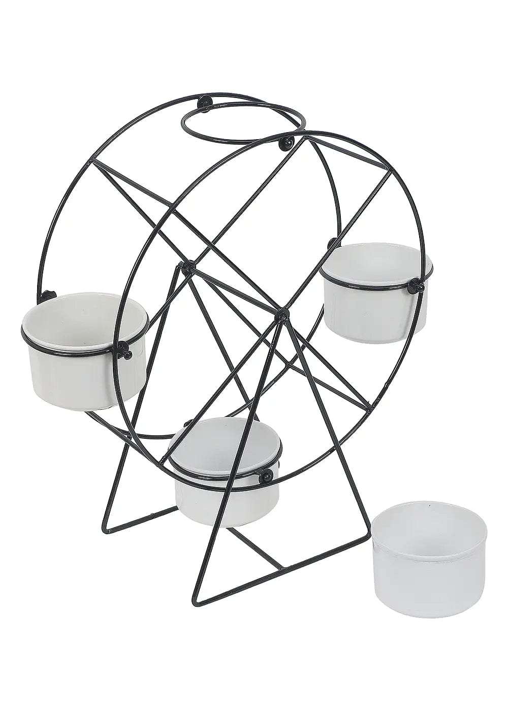 Revolving Wheel Black & White Planter Stand Writings On The Wall home decor