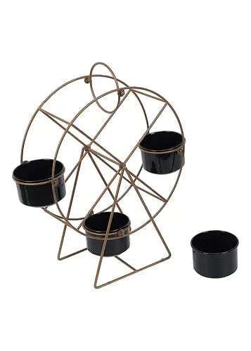 Revolving Wheel Gold & Black Planter Stand Writings On The Wall home decor