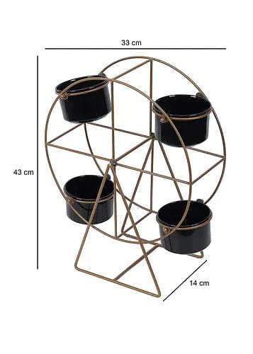 Revolving Wheel Gold & Black Planter Stand Writings On The Wall home decor