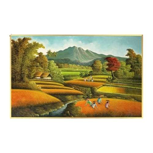 Rice Fields Handmade Acrylic Painting Writings On The Wall Oil Painting