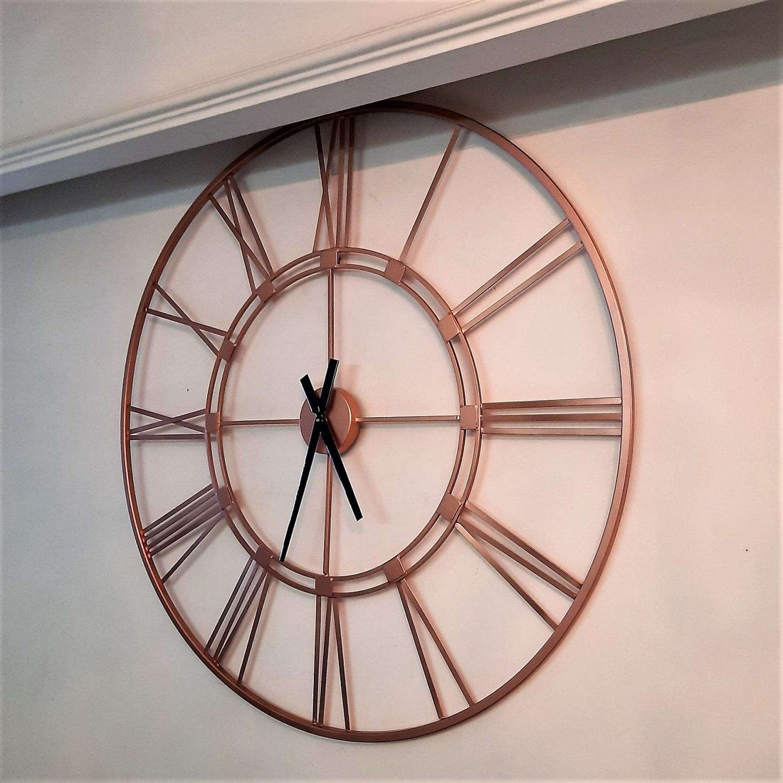 Rose Gold Designer Wall Clock Writings On The Wall Metal Wall Clock