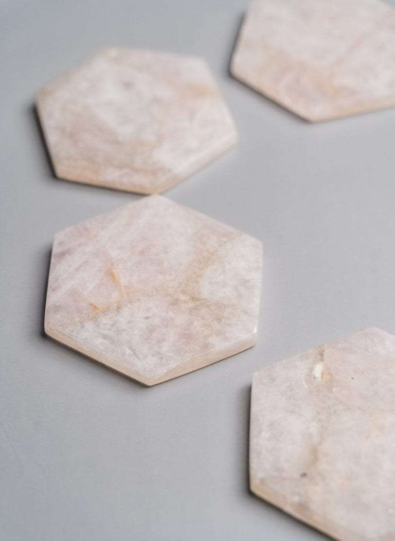 Rose Quartz Hexagon Coasters - Set of 4 Writings On The Wall Coasters