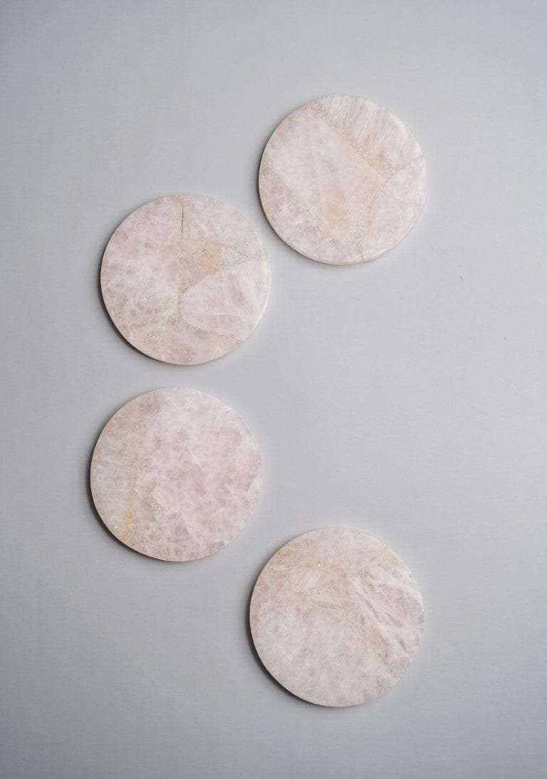 Rose Quartz Round Coasters - Set of 4 Writings On The Wall Coasters