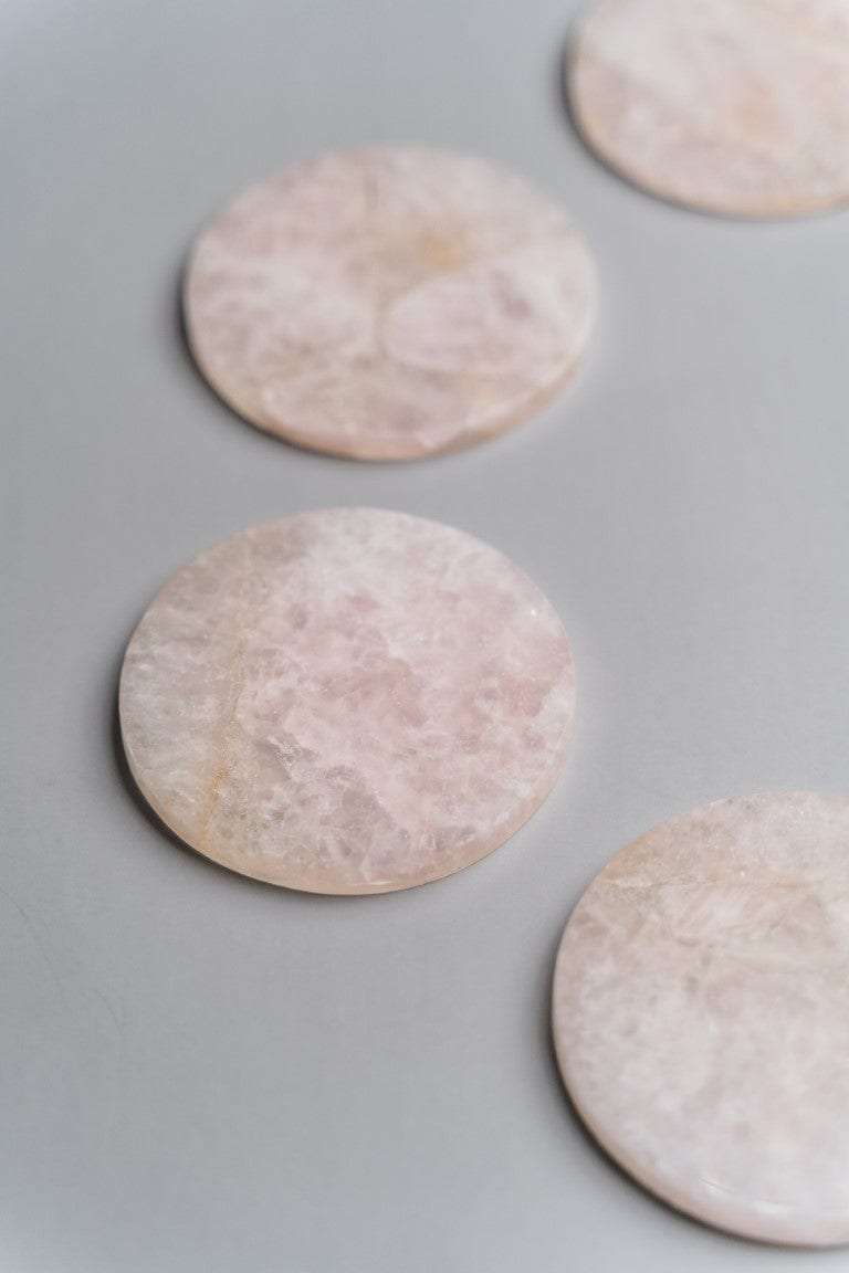 Rose Quartz Round Coasters - Set of 4 Writings On The Wall Coasters