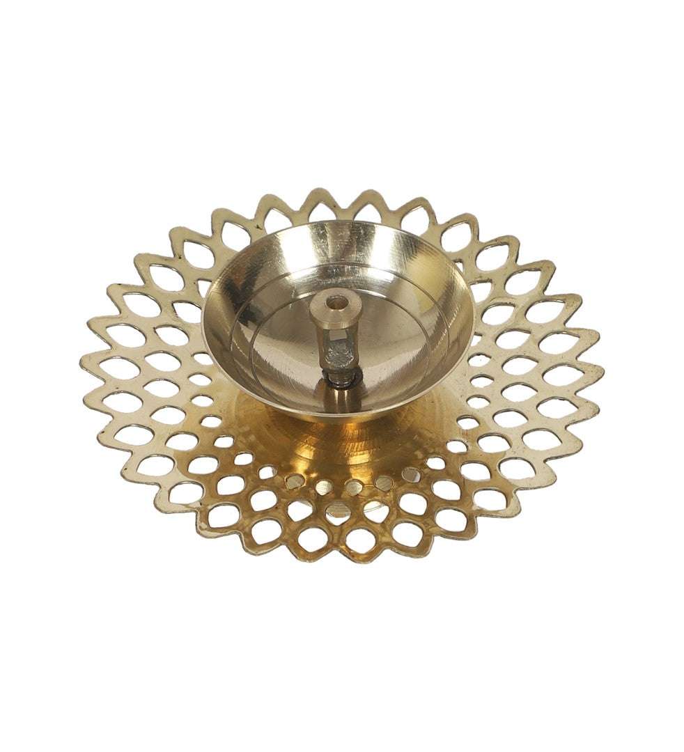 Round Cutout Brass Diya Writings On The Wall Diya