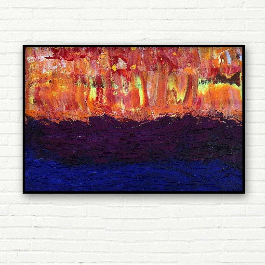 Rustic Fire - Acrylic on Canvas Painting Writings On The Wall Oil Painting