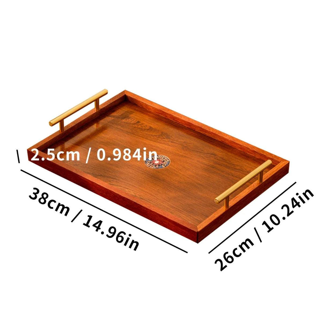 Wooden Serving Tray Set of 3 with Metal Handles - Multi-functional Breakfast, Party & Storage Platters (Brown) Writings On The Wall 