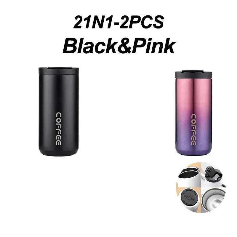 High Quality 304 Stainless Steel Travel Coffee Mug 400ML Double Wall Insulated Leak Proof Cup for Home Office Christmas Present Writings On The Wall 