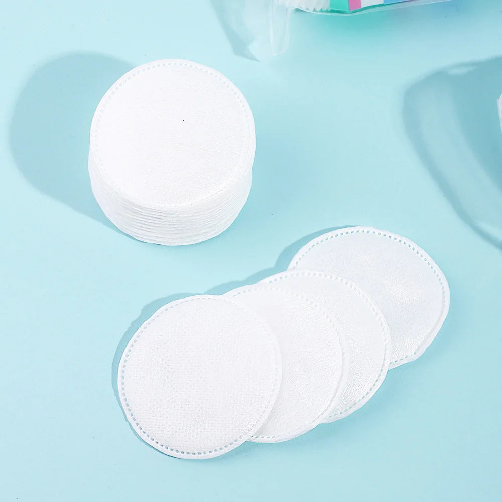 100pcs soft and breathable circular makeup remover pads, double-sided textured cotton pads, used for daily facial cleansing