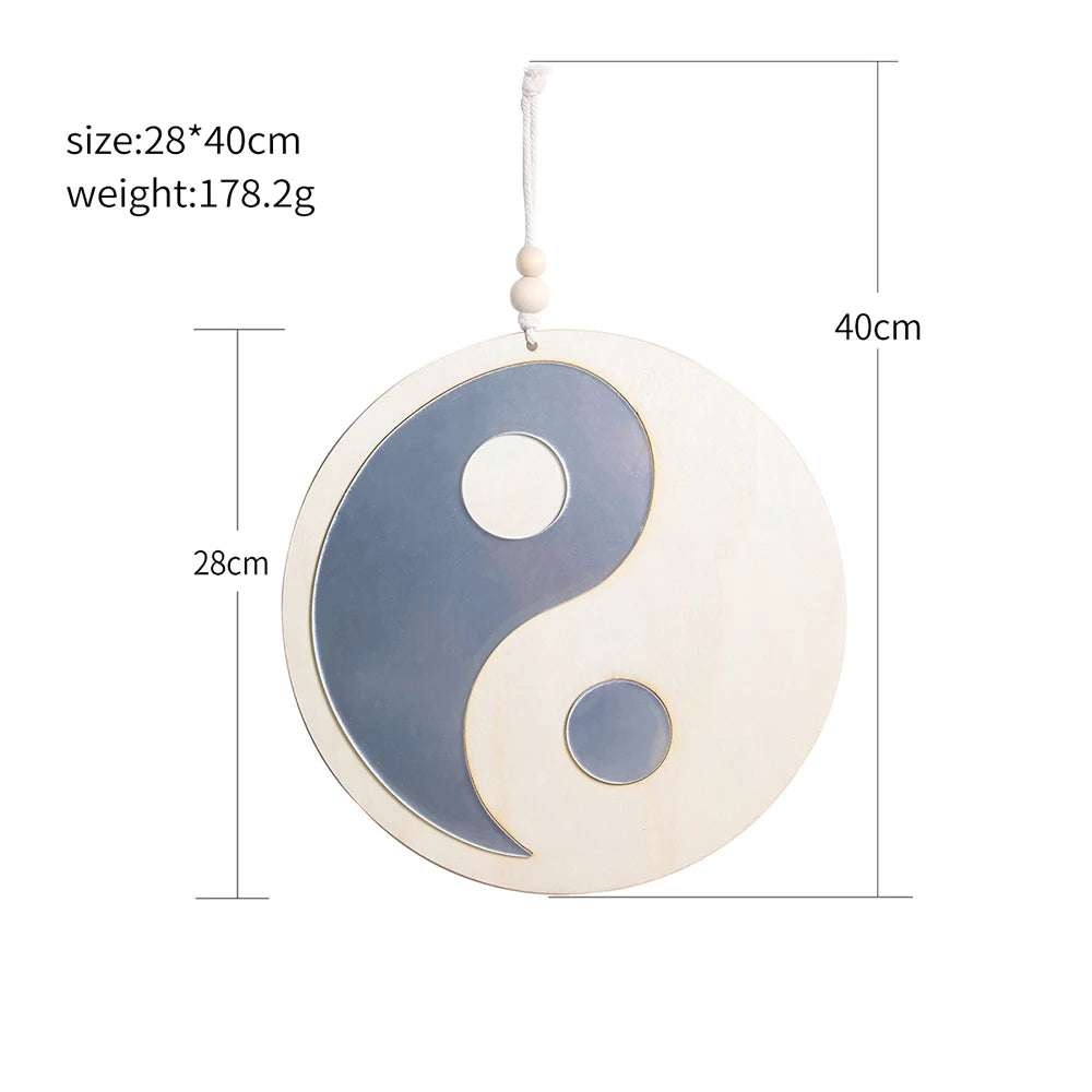 Wooden Mirror Home Decor Boho Wall Mirrors for Living Room Bedroom Tai Chi Yin Yang Wood Mirrors Room House Feng Shui Decoration Writings On The Wall 