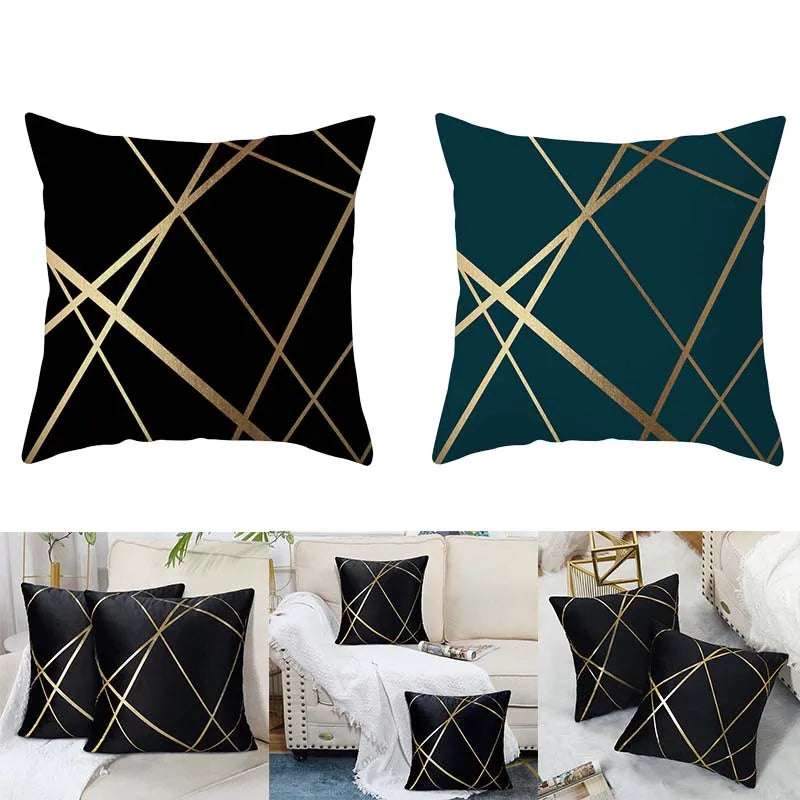 Fashion Design Velvet Cushion Cover 45x45cm Home Decor Golden Line Sofa Pillow Cover Home Pillowcase Writings On The Wall 