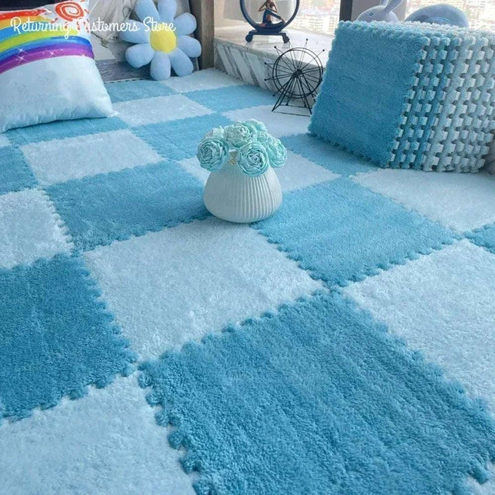 30*30CM Soft Plush Children Kids Rug Play Mat Puzzle Carpet Warm Playmat Interlocking Exercise Tiles Floor Carpet Decoration Mat Writings On The Wall 