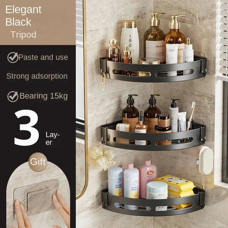 1/2/3pcs plastics Bathroom Shampoo Holder Adhensive Shower Caddy Shelves Storage No Drill Shelf Corner Towel Holder Shelves Writings On The Wall 
