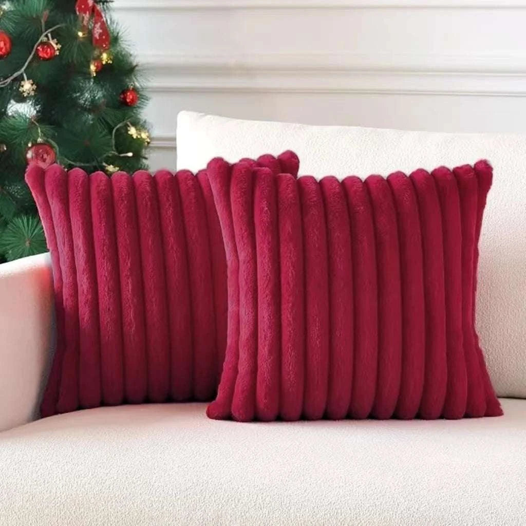 pack of 2 of artificial plush pillowcases, luxurious soft striped decorative pillowcases, suitable for sofa interiors Writings On The Wall 