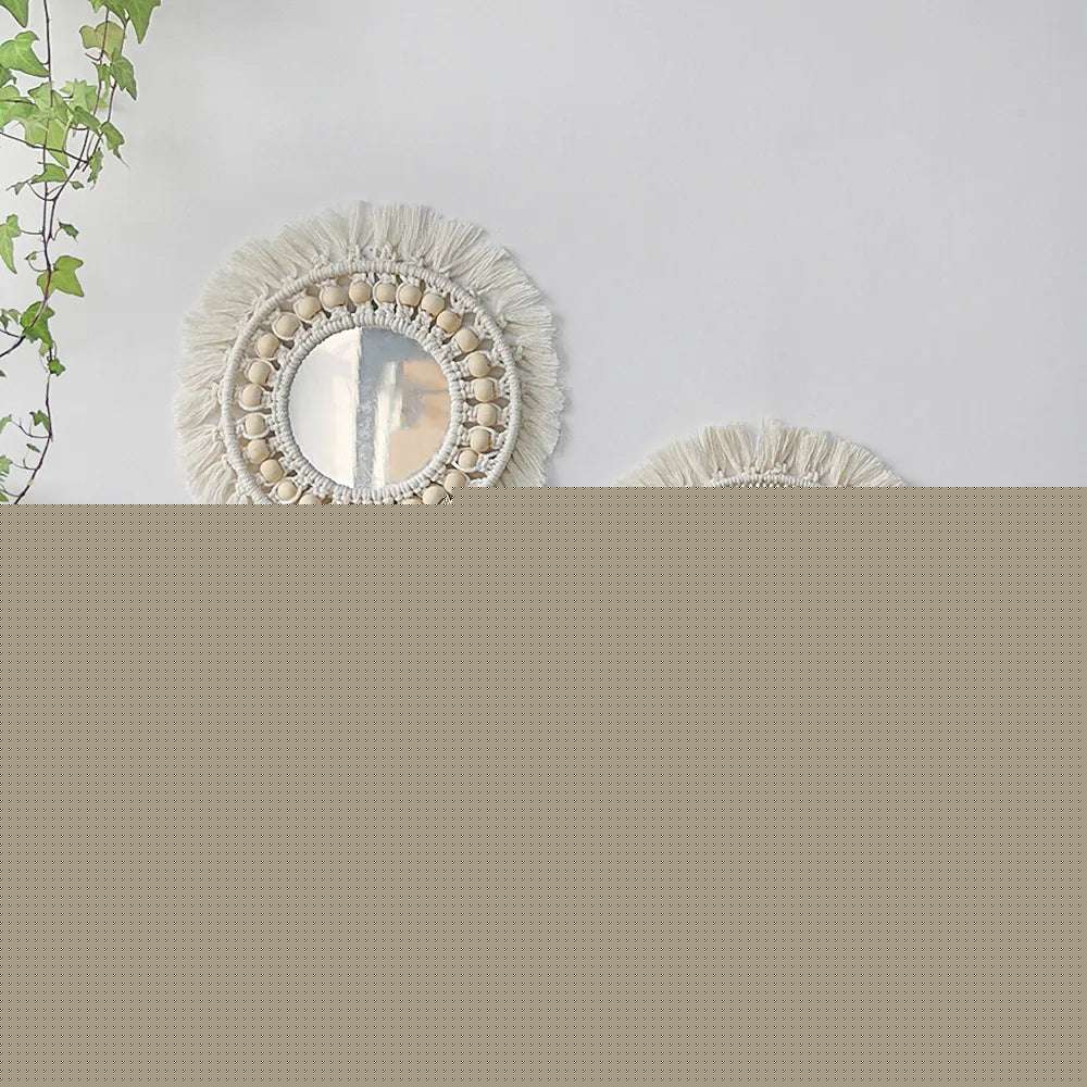 Wall Mirror Macrame Decorative Mirrors Boho Home Decor Wall Hanging Mirror for Living Room Decoration Bedroom Baby Nursery Gift Writings On The Wall 