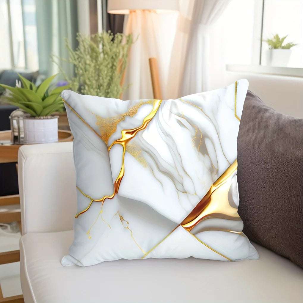 1pc Marble Textured Throw Pillowcase, Bedding Throw Pillow Cover ForLiving Room Bedroom Sofa, No Pillow Insert, 17.71*17.71in Writings On The Wall 