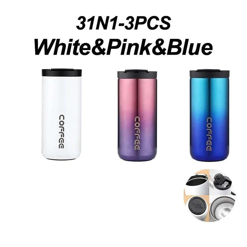 High Quality 304 Stainless Steel Travel Coffee Mug 400ML Double Wall Insulated Leak Proof Cup for Home Office Christmas Present Writings On The Wall 