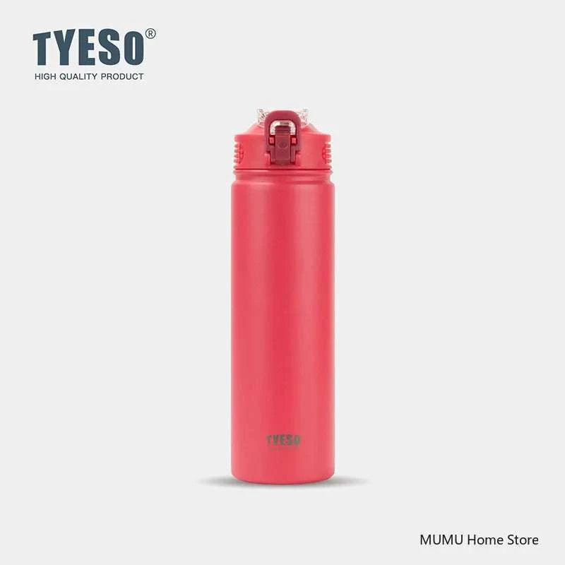 TYESO 600/750ML Thermos Bottle With Straw Stainless Steel Car Thermal Cup Sports Water Bottles Keeps Cold and Heat Thermal Mug Writings On The Wall 