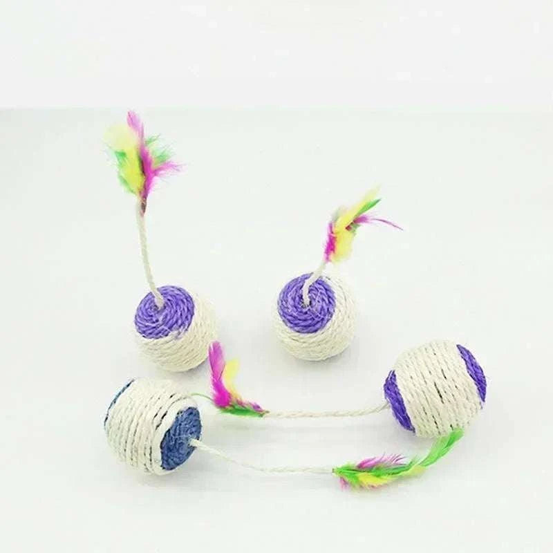1Pc Cat Toy Sisal Scratching Ball Training Interactive Toy for Kitten Pet Cat Supplies Feather Toy Cat Toys Interactive Writings On The Wall 