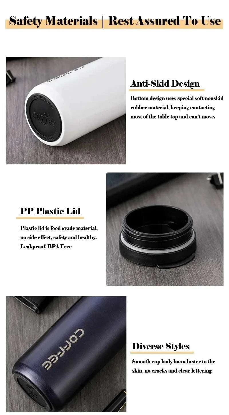 High Quality 304 Stainless Steel Travel Coffee Mug 400ML Double Wall Insulated Leak Proof Cup for Home Office Christmas Present Writings On The Wall 