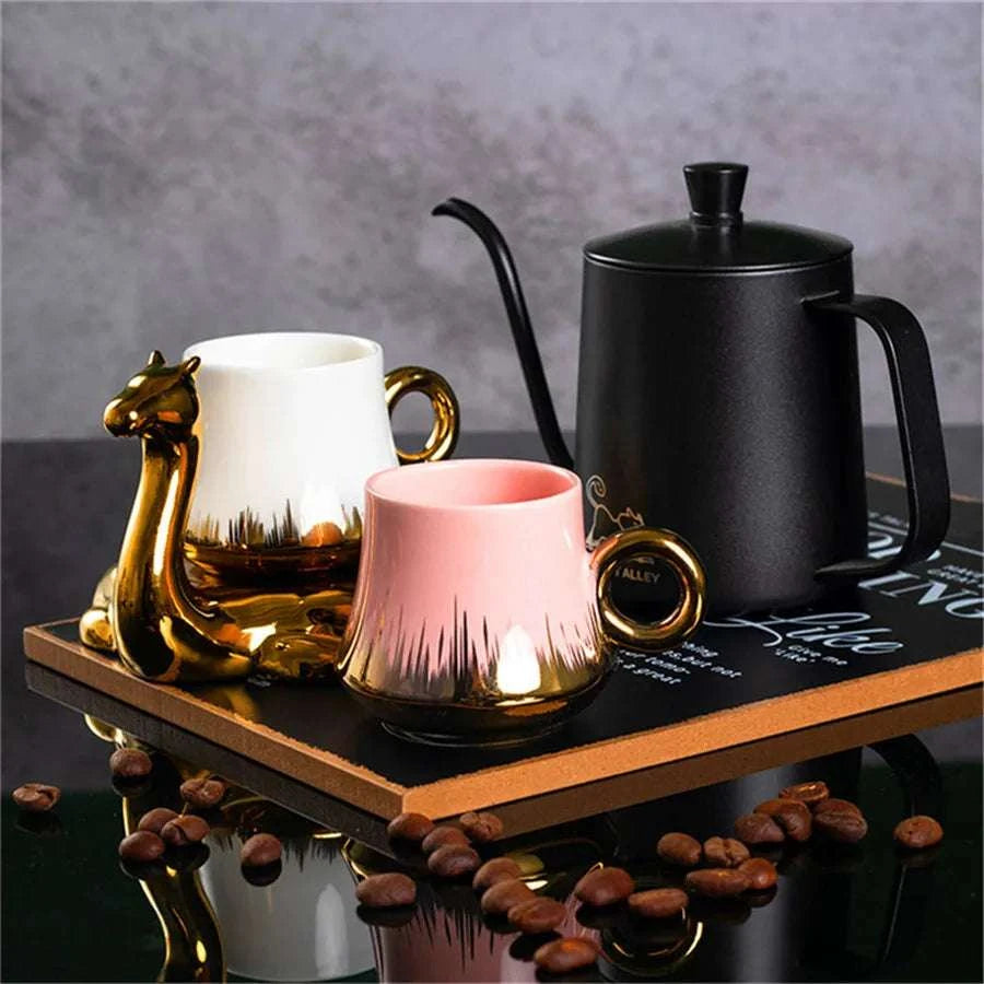 1PC Camel shaped coffee cup and plate set, ceramic small mug, 110ml/3.7oz creative cup Writings On The Wall 