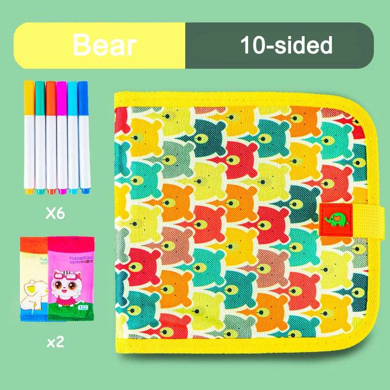 Montessori Portable Painting Book Set Magic Blackboard Coloring Pen Wiping Reusable Drawing Diy Puzzle Educational Toys Writings On The Wall 