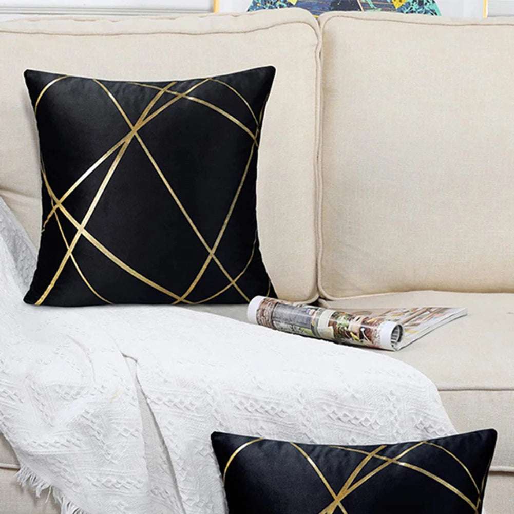 Fashion Design Velvet Cushion Cover 45x45cm Home Decor Golden Line Sofa Pillow Cover Home Pillowcase Writings On The Wall 