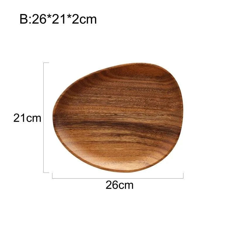 Solid Wood Dinner Plates Irregular Oval Serving Tray Fruit Dishes Dry Fruit Sushi Tea Tray Bread Wooden Plate Home Decoration Writings On The Wall 