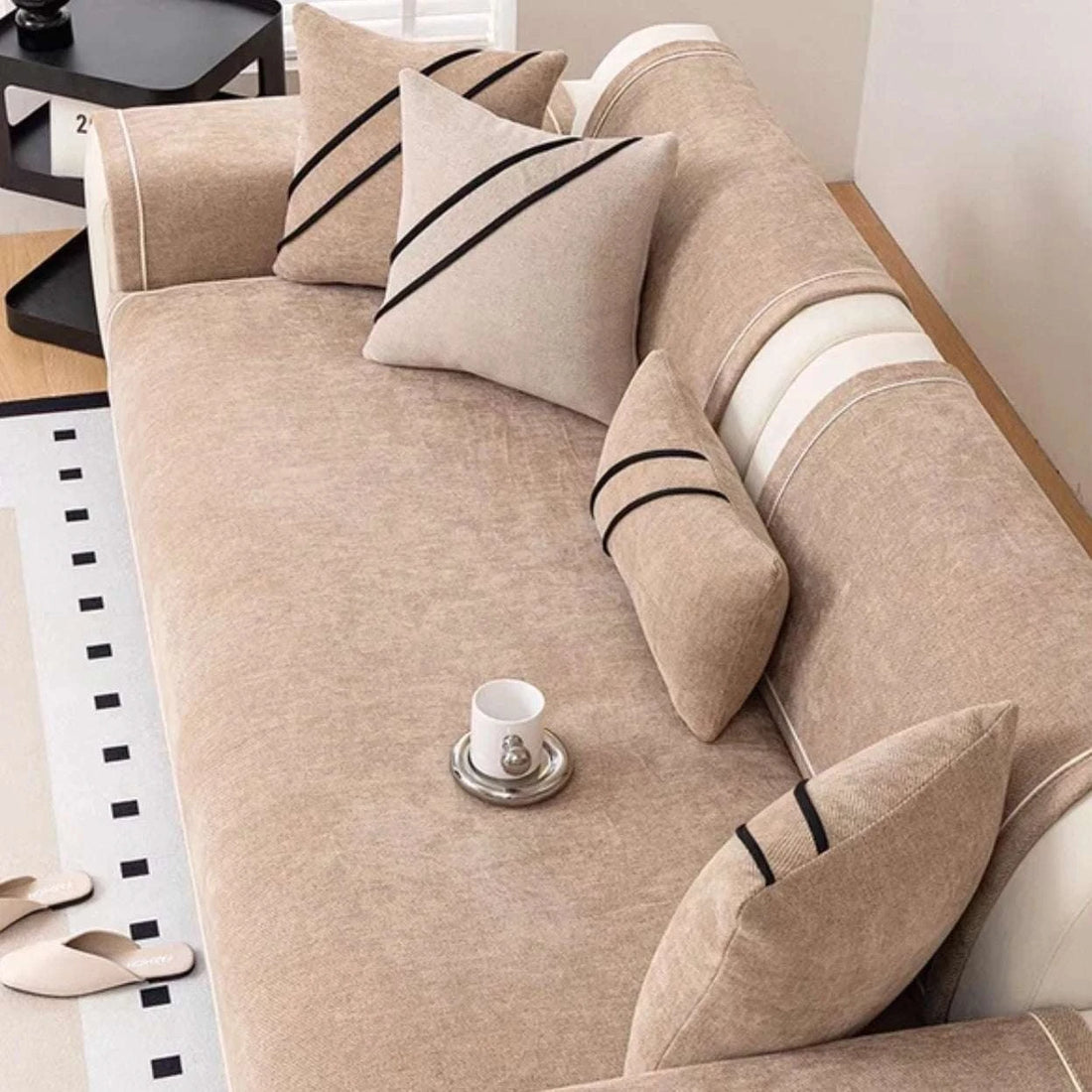 [Heavy Non-Slip Sofa Protector Classic] Luxurious Chenille Sofa Cover with Decorative Stitching - Thick, Sofa Towel Writings On The Wall 