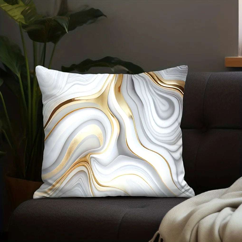 1pc Marble Textured Throw Pillowcase, Bedding Throw Pillow Cover ForLiving Room Bedroom Sofa, No Pillow Insert, 17.71*17.71in Writings On The Wall 