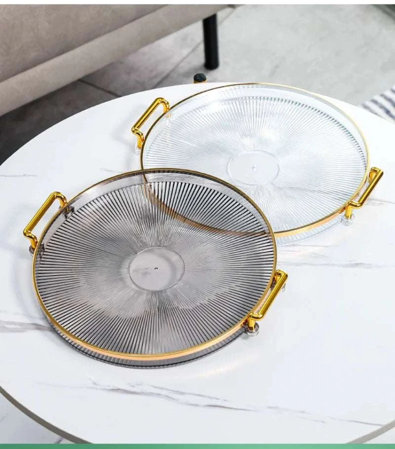 Round Serving Decorative Tray Plastic Serving Tray Kitchen Storages Decor for Party Coffee Table for Living Room Bathroom Writings On The Wall 