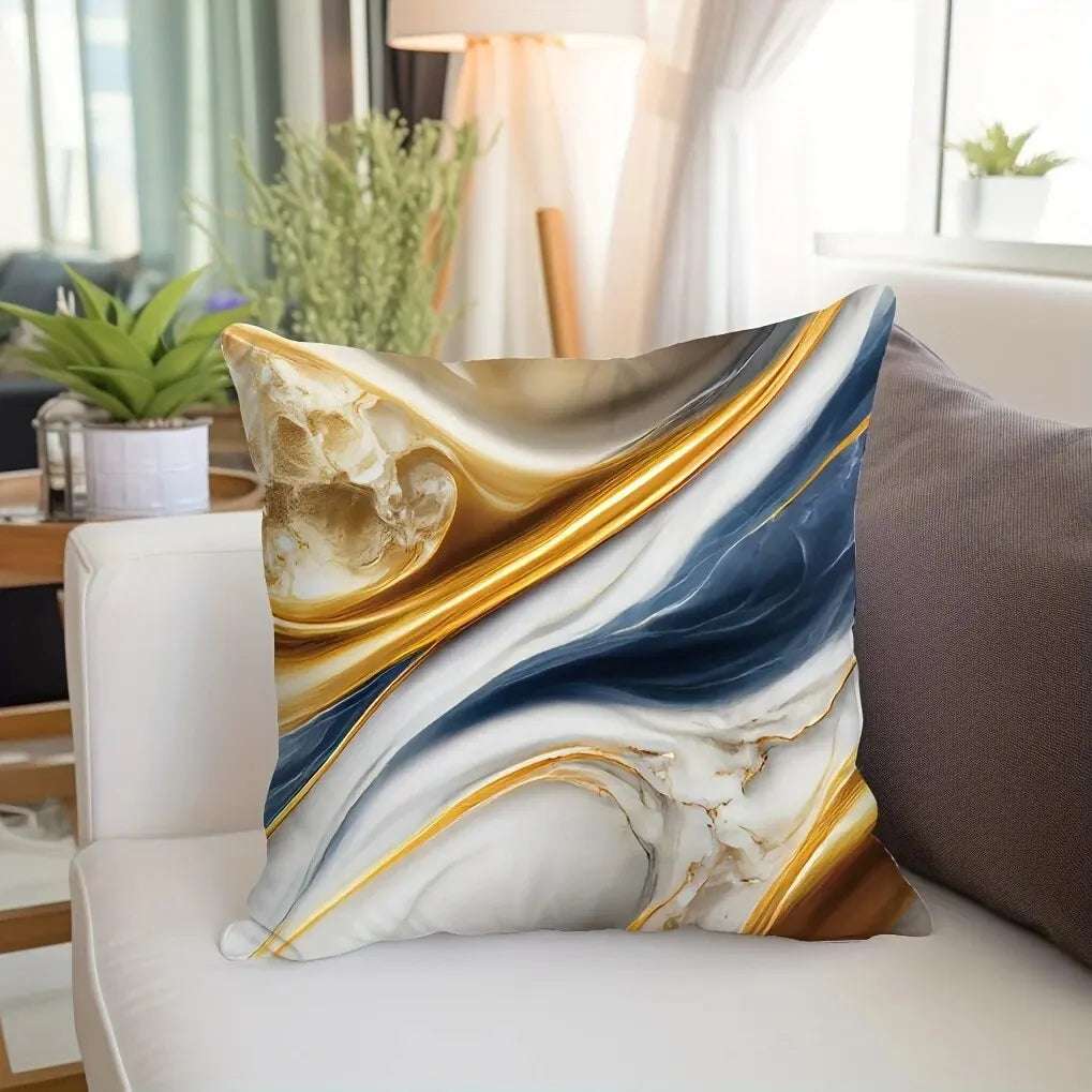 1pc Marble Textured Throw Pillowcase, Bedding Throw Pillow Cover ForLiving Room Bedroom Sofa, No Pillow Insert, 17.71*17.71in Writings On The Wall 