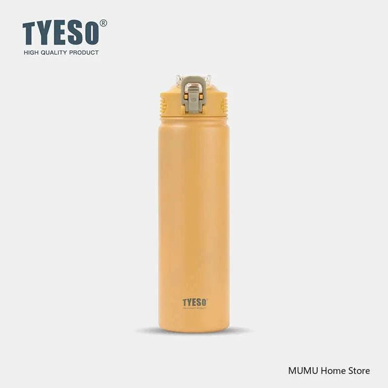 TYESO 600/750ML Thermos Bottle With Straw Stainless Steel Car Thermal Cup Sports Water Bottles Keeps Cold and Heat Thermal Mug Writings On The Wall 